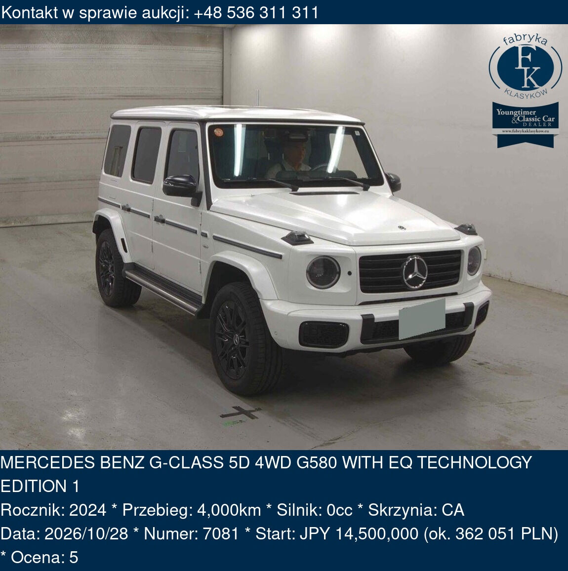 MERCEDES BENZ G-CLASS 5D 4WD G580 WITH EQ TECHNOLOGY EDITION 1 2024 - zdjęcie 2