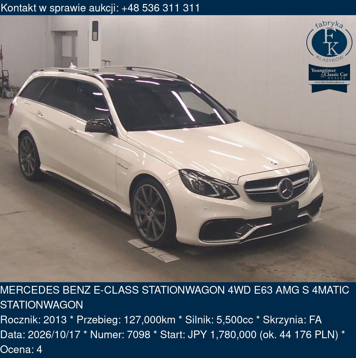 MERCEDES BENZ E-CLASS STATIONWAGON 4WD E63 AMG S 4MATIC STATIONWAGON 2013 - zdjęcie 2