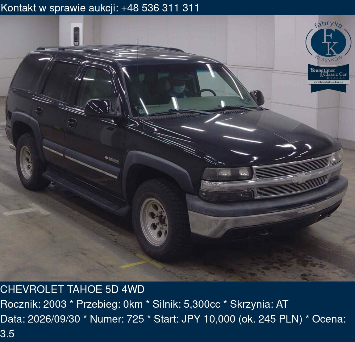 CHEVROLET TAHOE 5D 4WD 2003 - zdjęcie 2