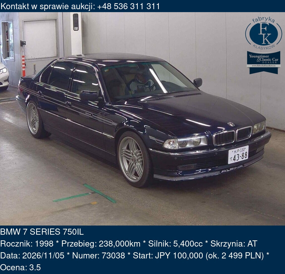 BMW 7 SERIES 750IL 1998 - zdjęcie 2