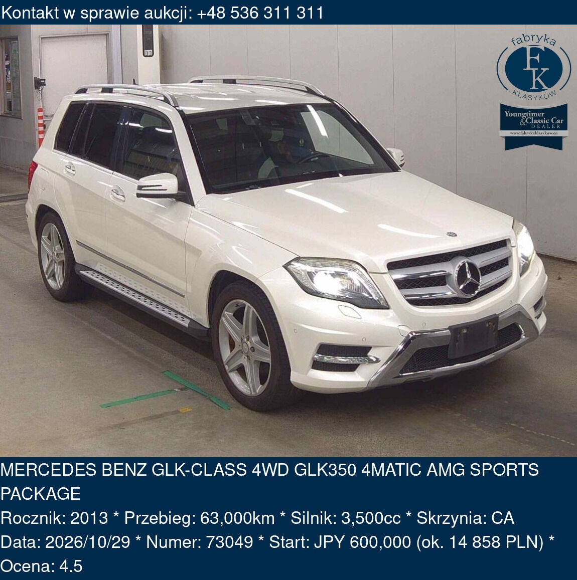 MERCEDES BENZ GLK-CLASS 4WD GLK350 4MATIC AMG SPORTS PACKAGE 2013 - zdjęcie 2