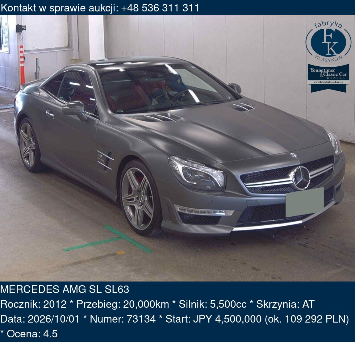 MERCEDES AMG SL SL63 2012 - zdjęcie 2