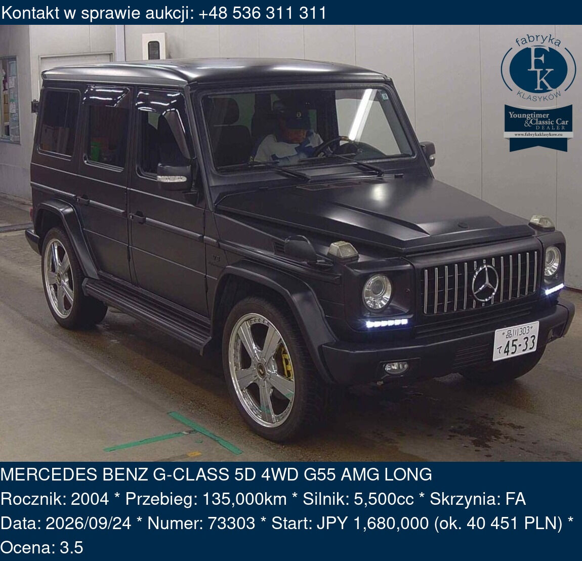 MERCEDES BENZ G-CLASS 5D 4WD G55 AMG LONG 2004 - zdjęcie 2