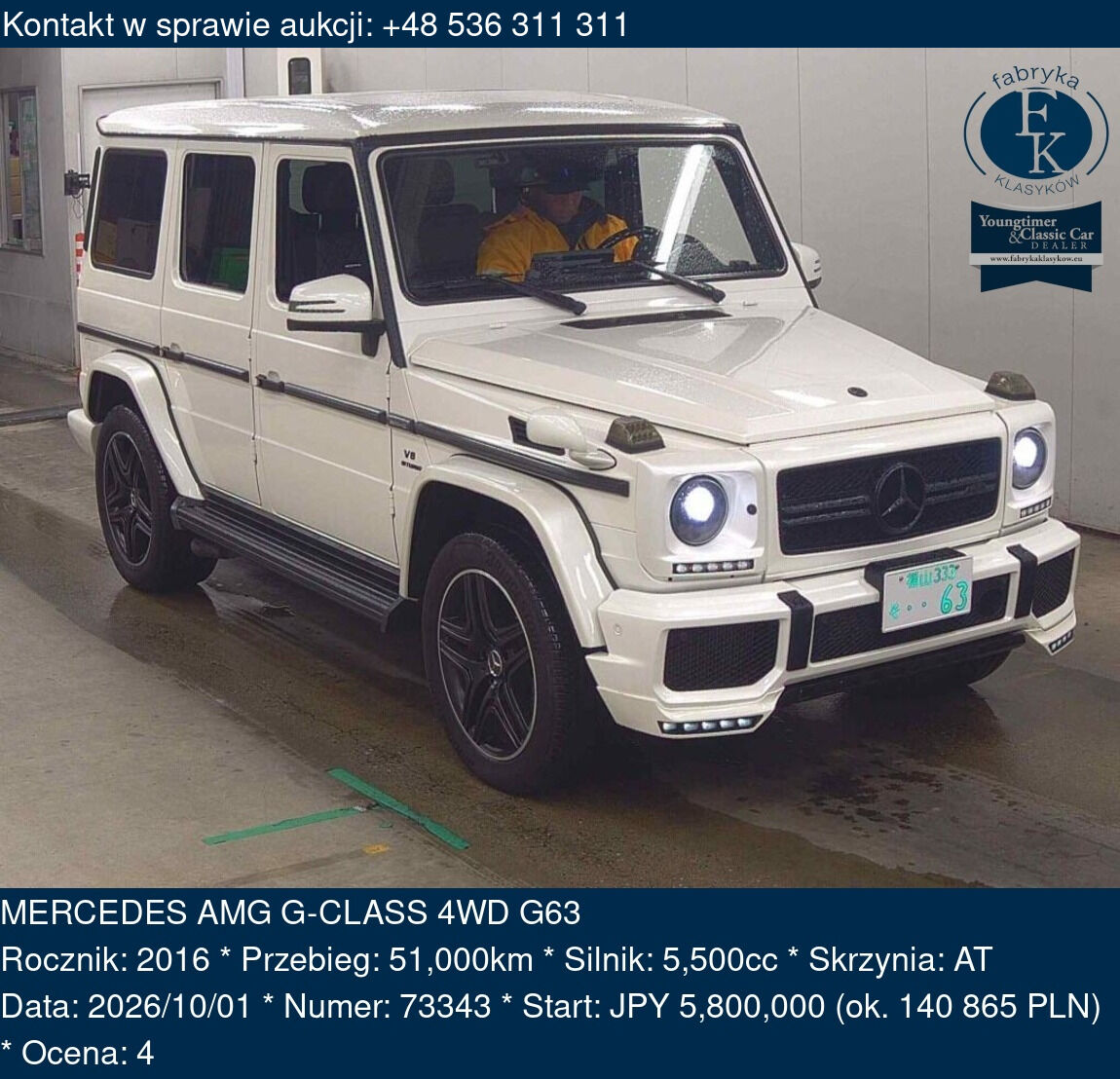 MERCEDES AMG G-CLASS 4WD G63 2016 - zdjęcie 2