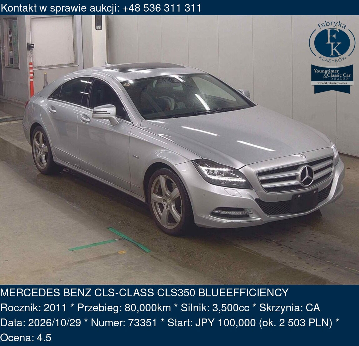 MERCEDES BENZ CLS-CLASS CLS350 BLUEEFFICIENCY 2011 - zdjęcie 2
