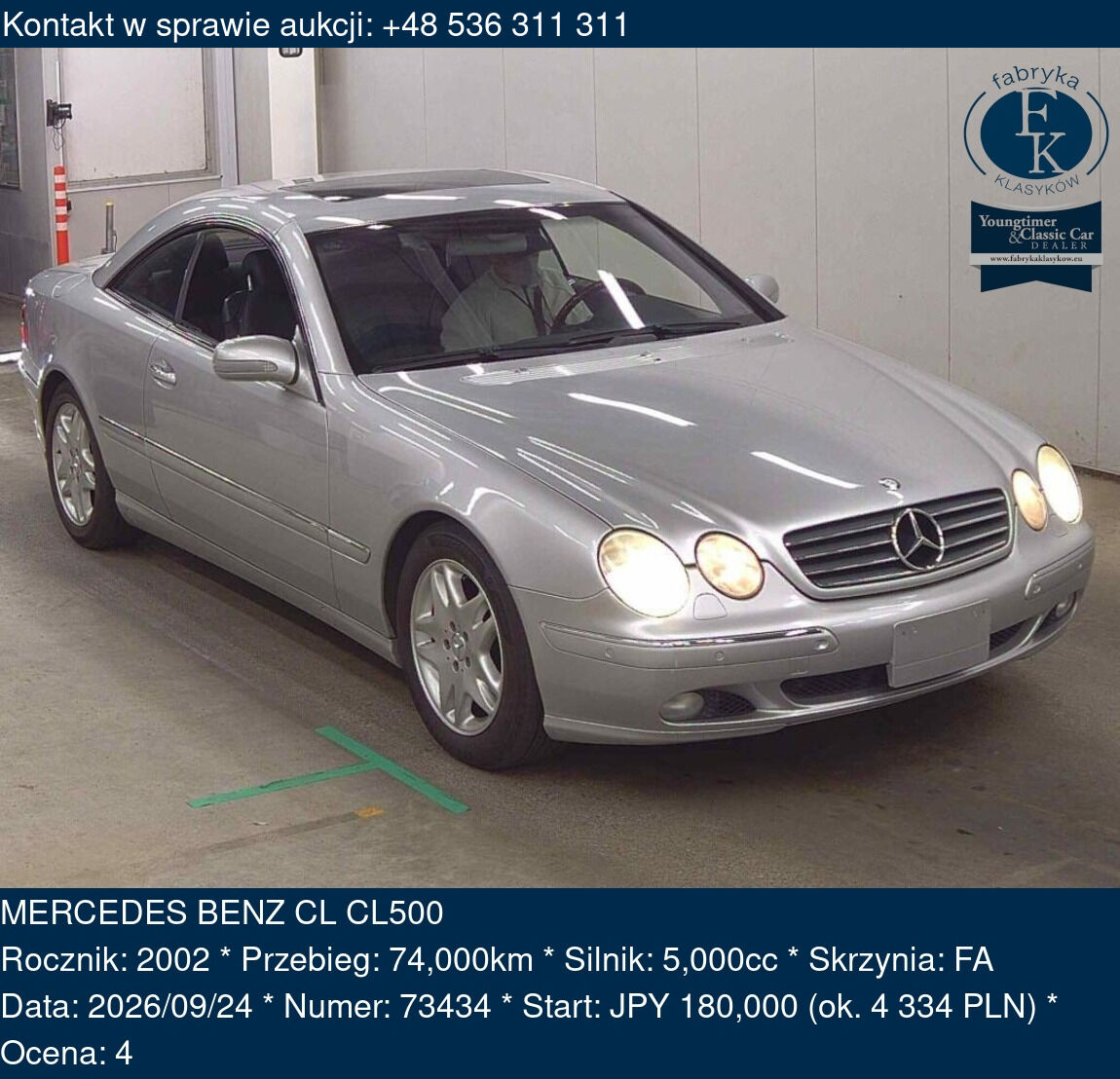 MERCEDES BENZ CL CL500 2002 - zdjęcie 2