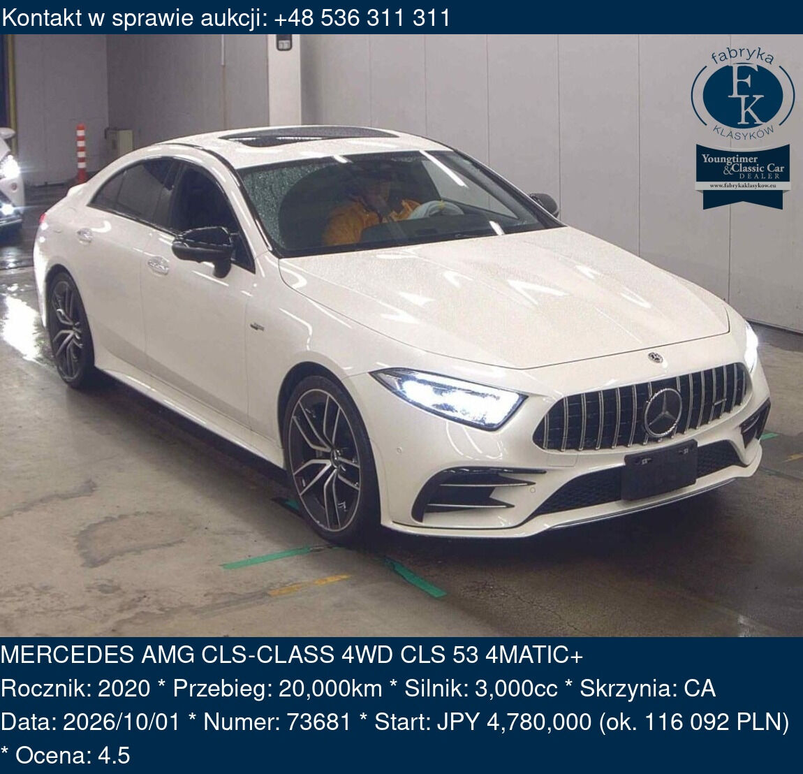 MERCEDES AMG CLS-CLASS 4WD CLS 53 4MATIC+ 2020 - zdjęcie 2