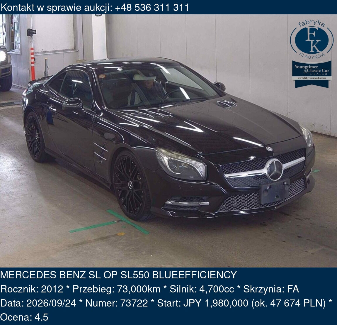 MERCEDES BENZ SL OP SL550 BLUEEFFICIENCY 2012 - zdjęcie 2