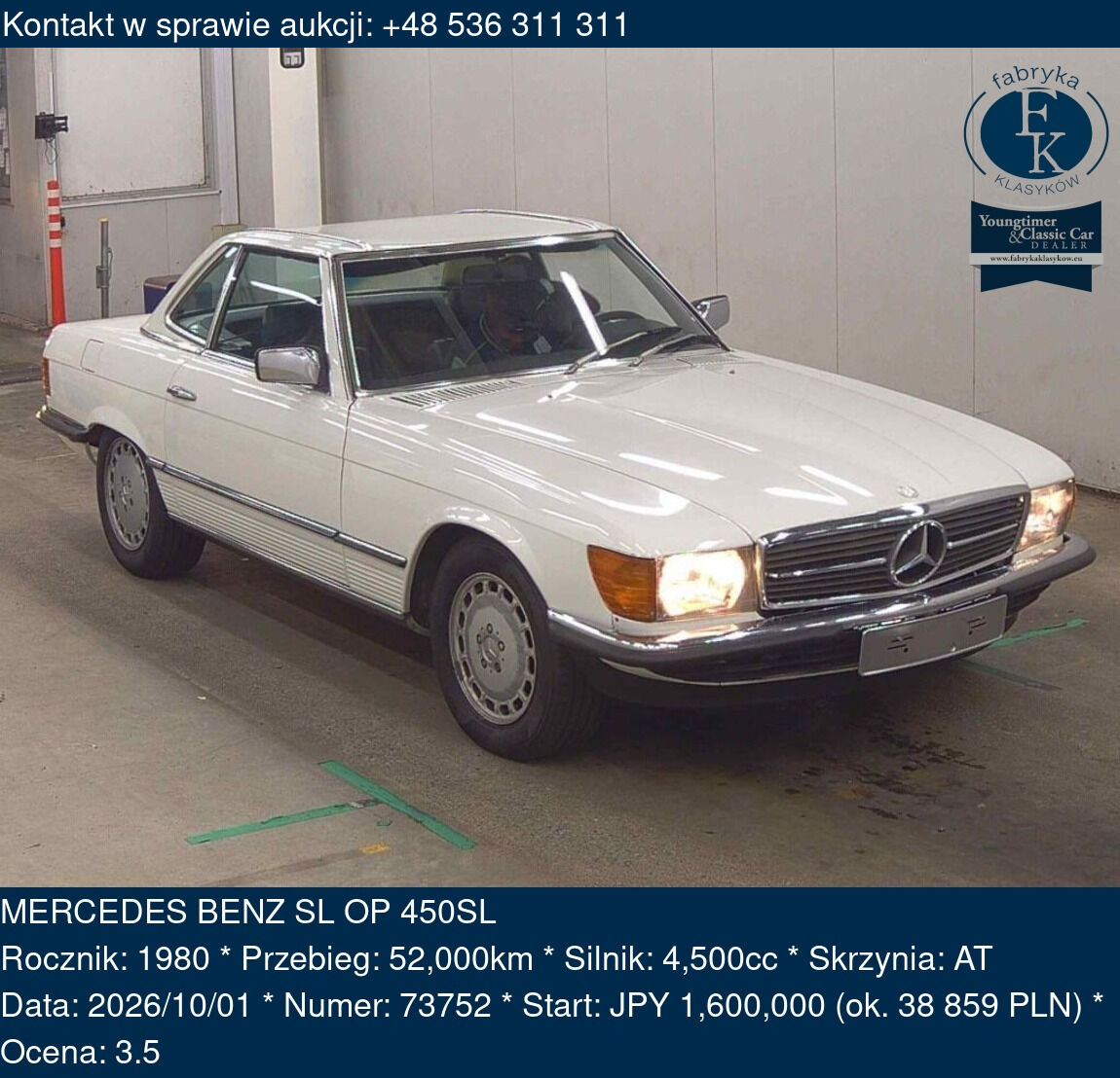 MERCEDES BENZ SL OP 450SL 1980 - zdjęcie 2