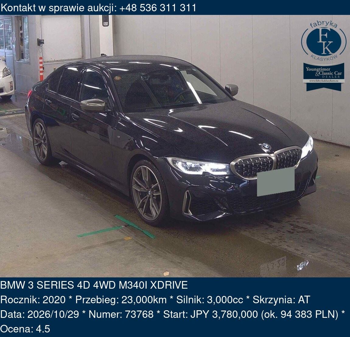 BMW 3 SERIES 4D 4WD M340I XDRIVE 2020 - zdjęcie 2