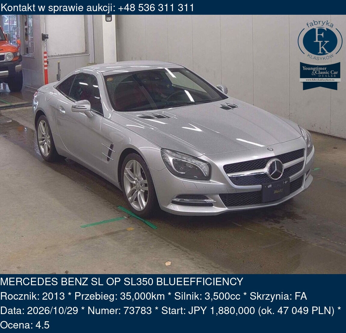 MERCEDES BENZ SL OP SL350 BLUEEFFICIENCY 2013 - zdjęcie 2
