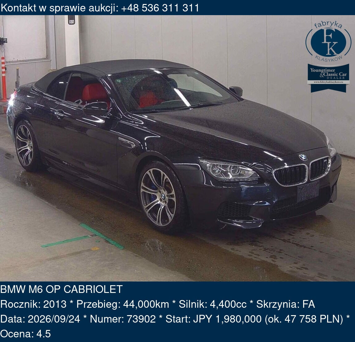 BMW M6 OP CABRIOLET 2013 - zdjęcie 2