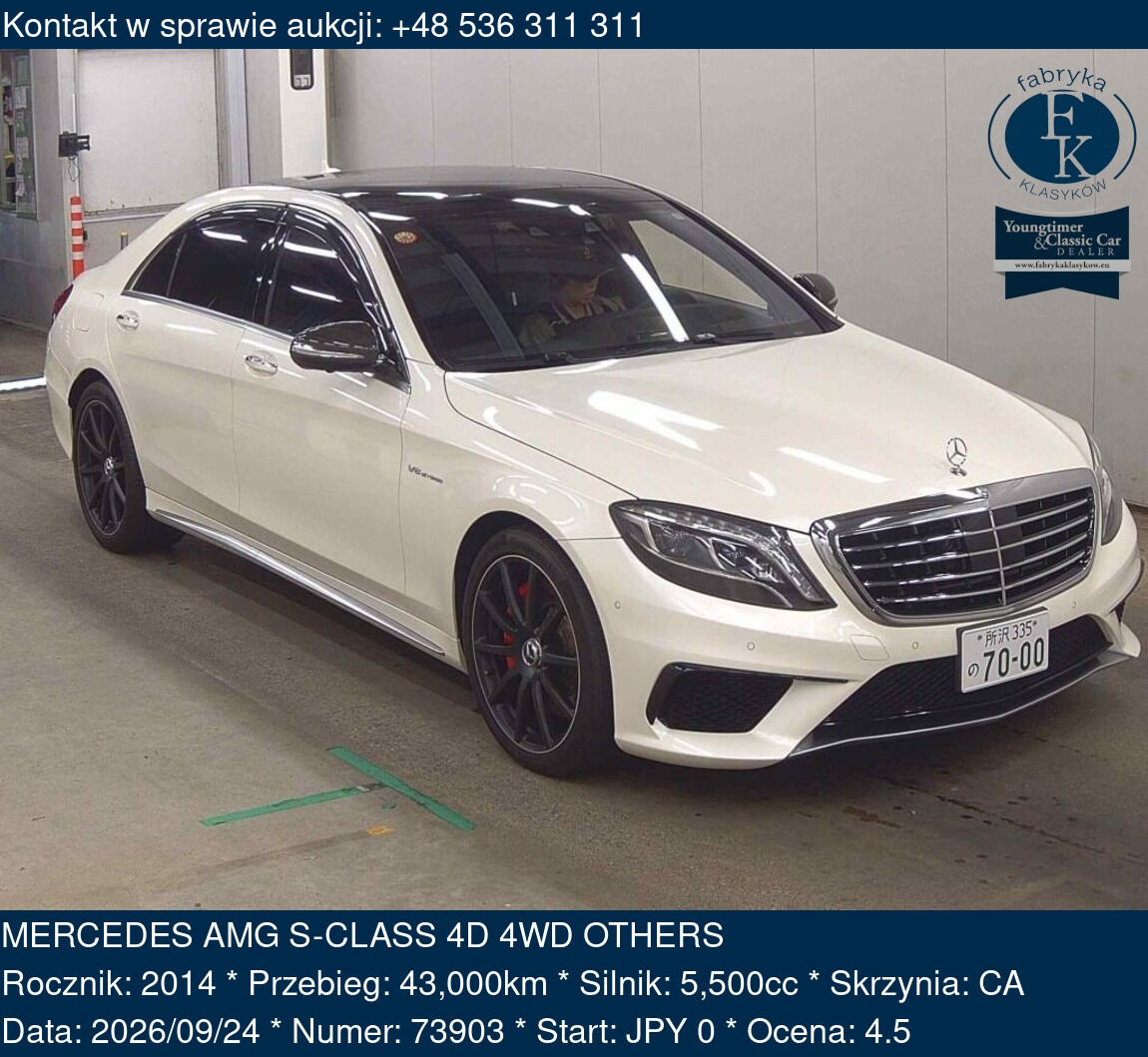 MERCEDES AMG S-CLASS 4D 4WD OTHERS 2014 - zdjęcie 2