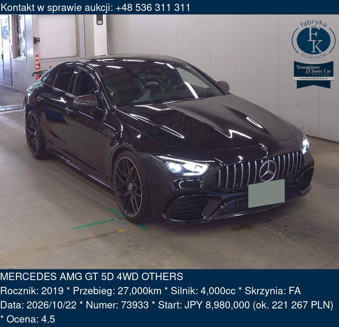 MERCEDES AMG GT 5D 4WD OTHERS 2019 - zdjęcie 2