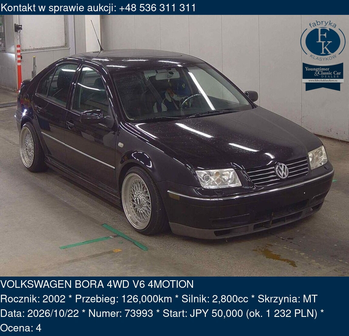 VOLKSWAGEN BORA 4WD V6 4MOTION 2002 - zdjęcie 2