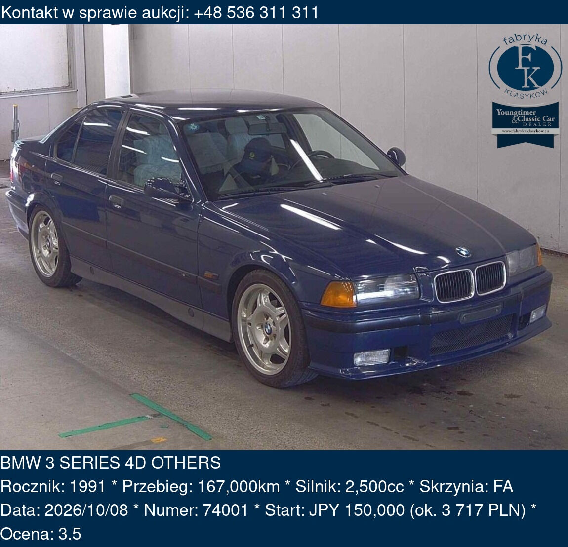 BMW 3 SERIES 4D OTHERS 1991 - zdjęcie 2