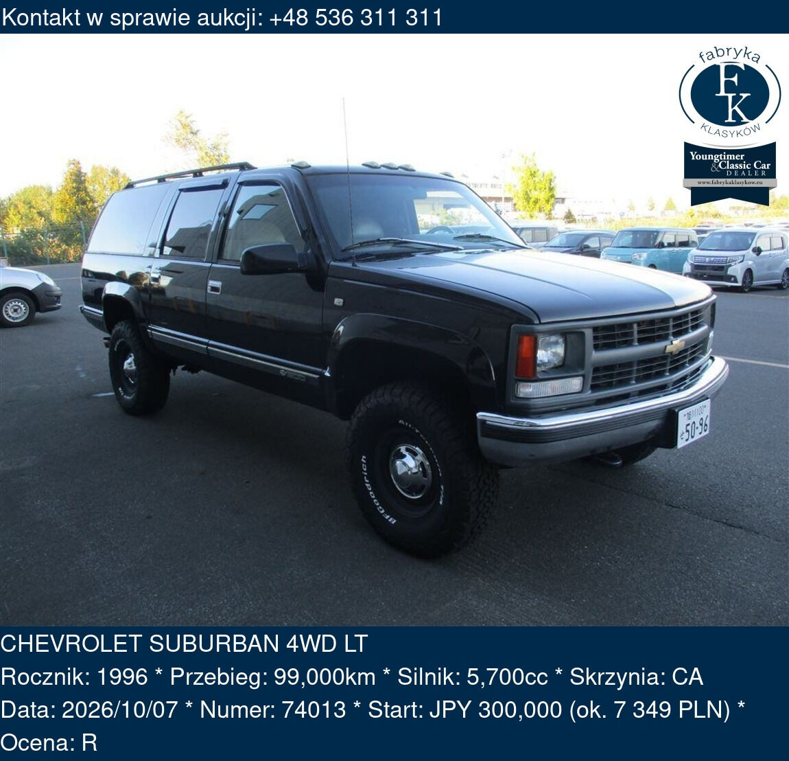 CHEVROLET SUBURBAN 4WD LT 1996 - zdjęcie 2