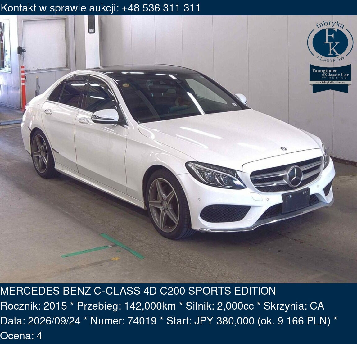 MERCEDES BENZ C-CLASS 4D C200 SPORTS EDITION 2015 - zdjęcie 2