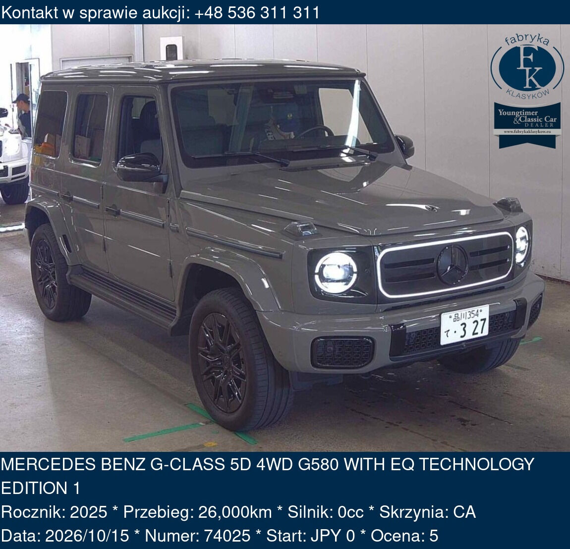 MERCEDES BENZ G-CLASS 5D 4WD G580 WITH EQ TECHNOLOGY EDITION 1 2025 - zdjęcie 2