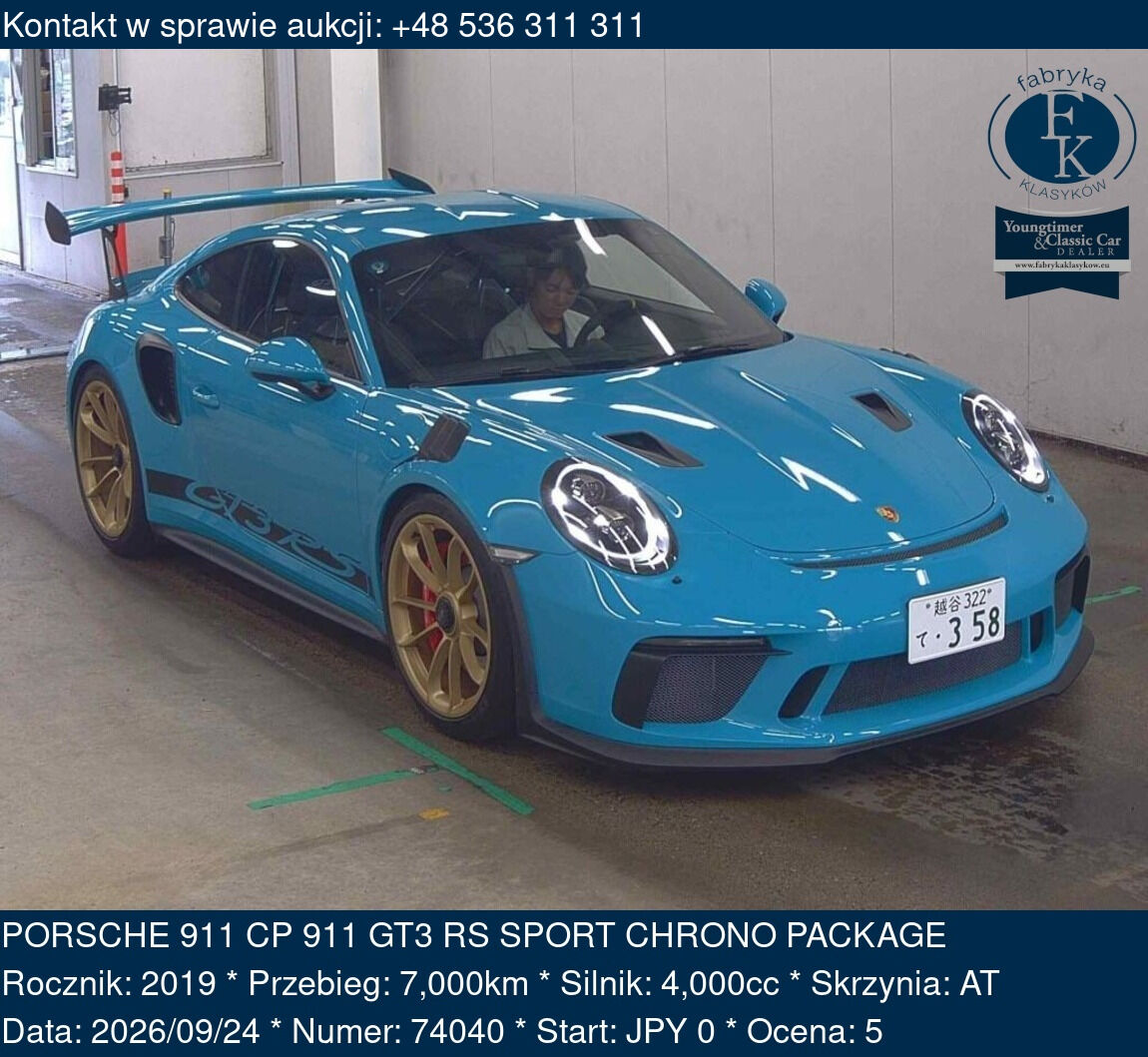 PORSCHE 911 CP 911 GT3 RS SPORT CHRONO PACKAGE 2019 - zdjęcie 2