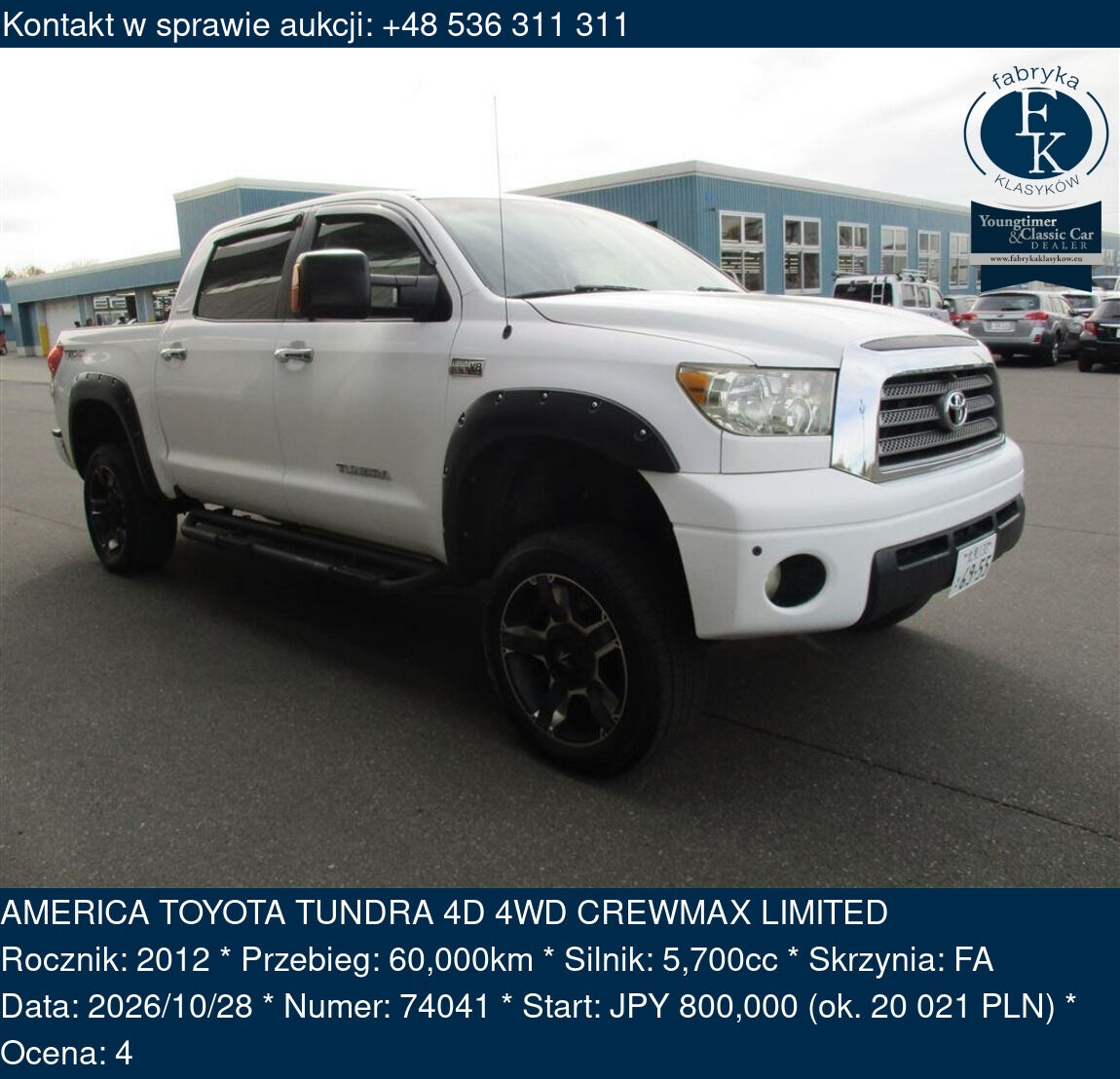 AMERICA TOYOTA TUNDRA 4D 4WD CREWMAX LIMITED 2012 - zdjęcie 2