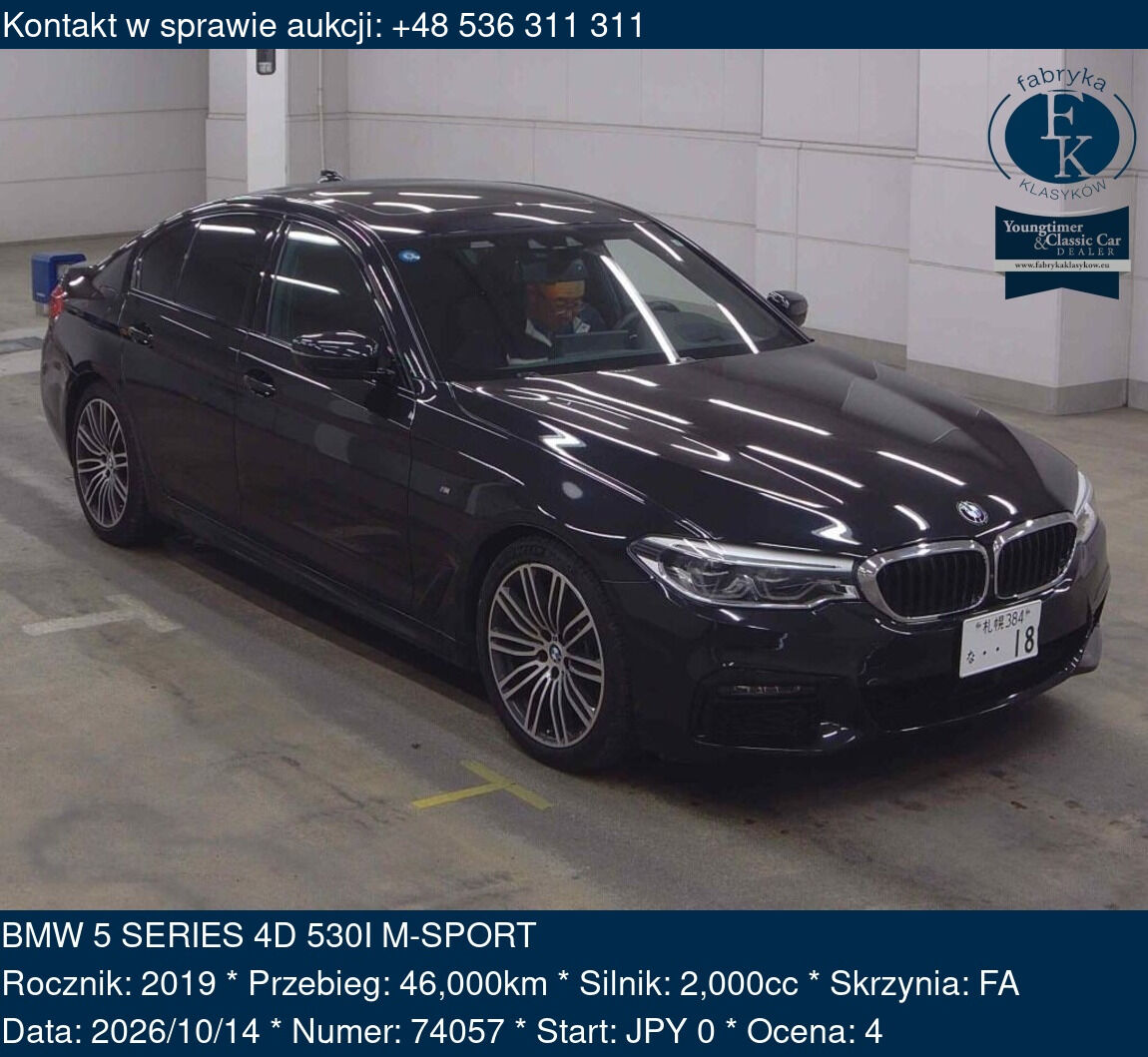 BMW 5 SERIES 4D 530I M-SPORT 2019 - zdjęcie 2