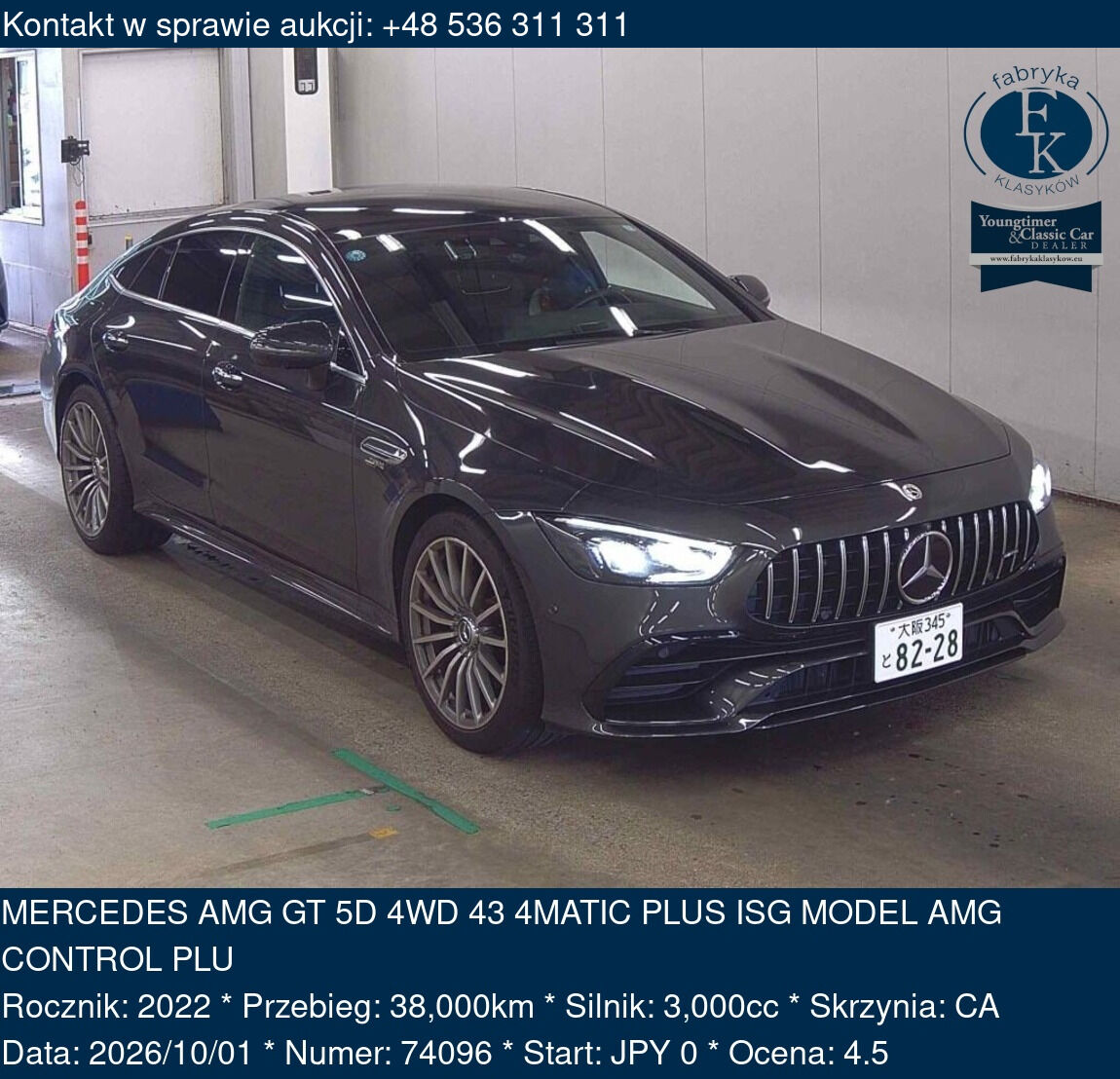 MERCEDES AMG GT 5D 4WD 43 4MATIC PLUS ISG MODEL AMG CONTROL PLU 2022 - zdjęcie 2