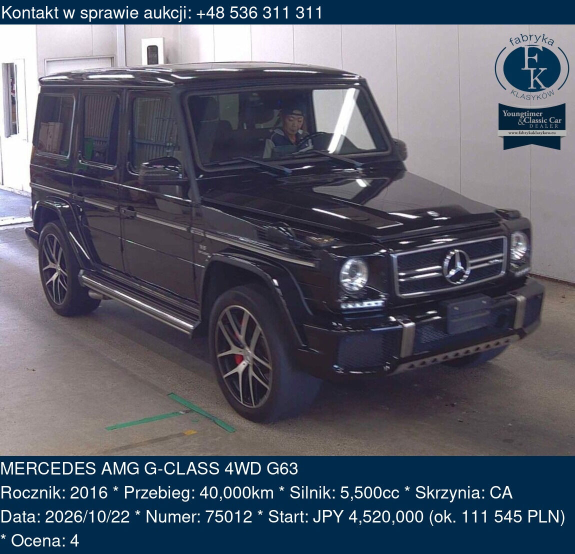 MERCEDES AMG G-CLASS 4WD G63 2016 - zdjęcie 2
