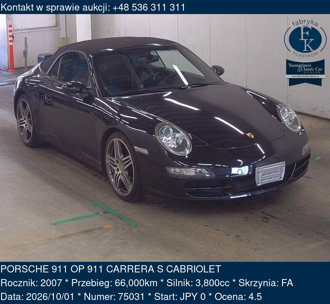 PORSCHE 911 OP 911 CARRERA S CABRIOLET 2007 - zdjęcie 2