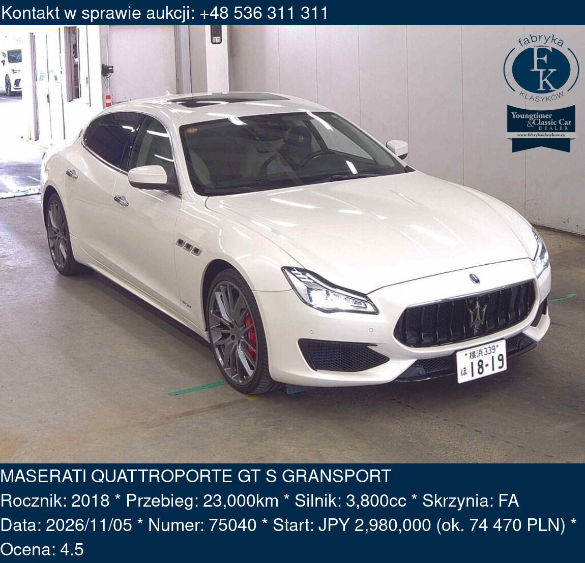 MASERATI QUATTROPORTE GT S GRANSPORT 2018 - zdjęcie 2