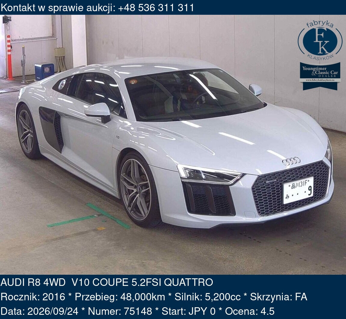 AUDI R8 4WD V10 COUPE 5.2FSI QUATTRO 2016 - zdjęcie 2