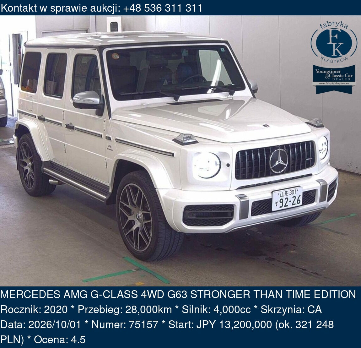 MERCEDES AMG G-CLASS 4WD G63 STRONGER THAN TIME EDITION 2020 - zdjęcie 2