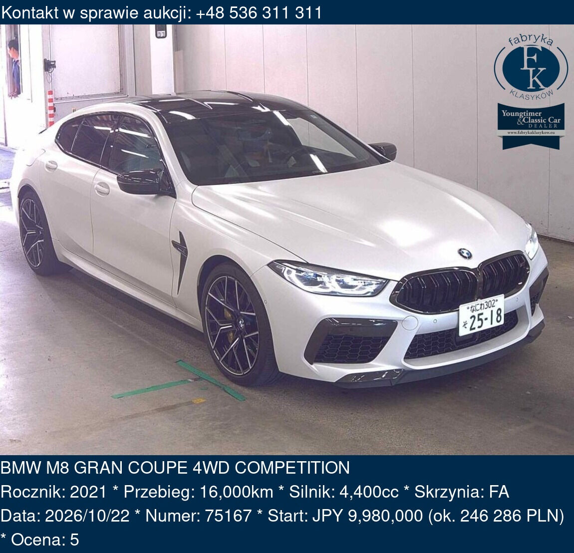 BMW M8 GRAN COUPE 4WD COMPETITION 2021 - zdjęcie 2
