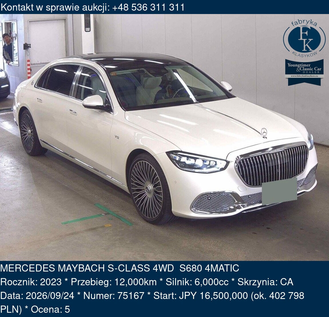 MERCEDES MAYBACH S-CLASS 4WD S680 4MATIC 2023 - zdjęcie 2