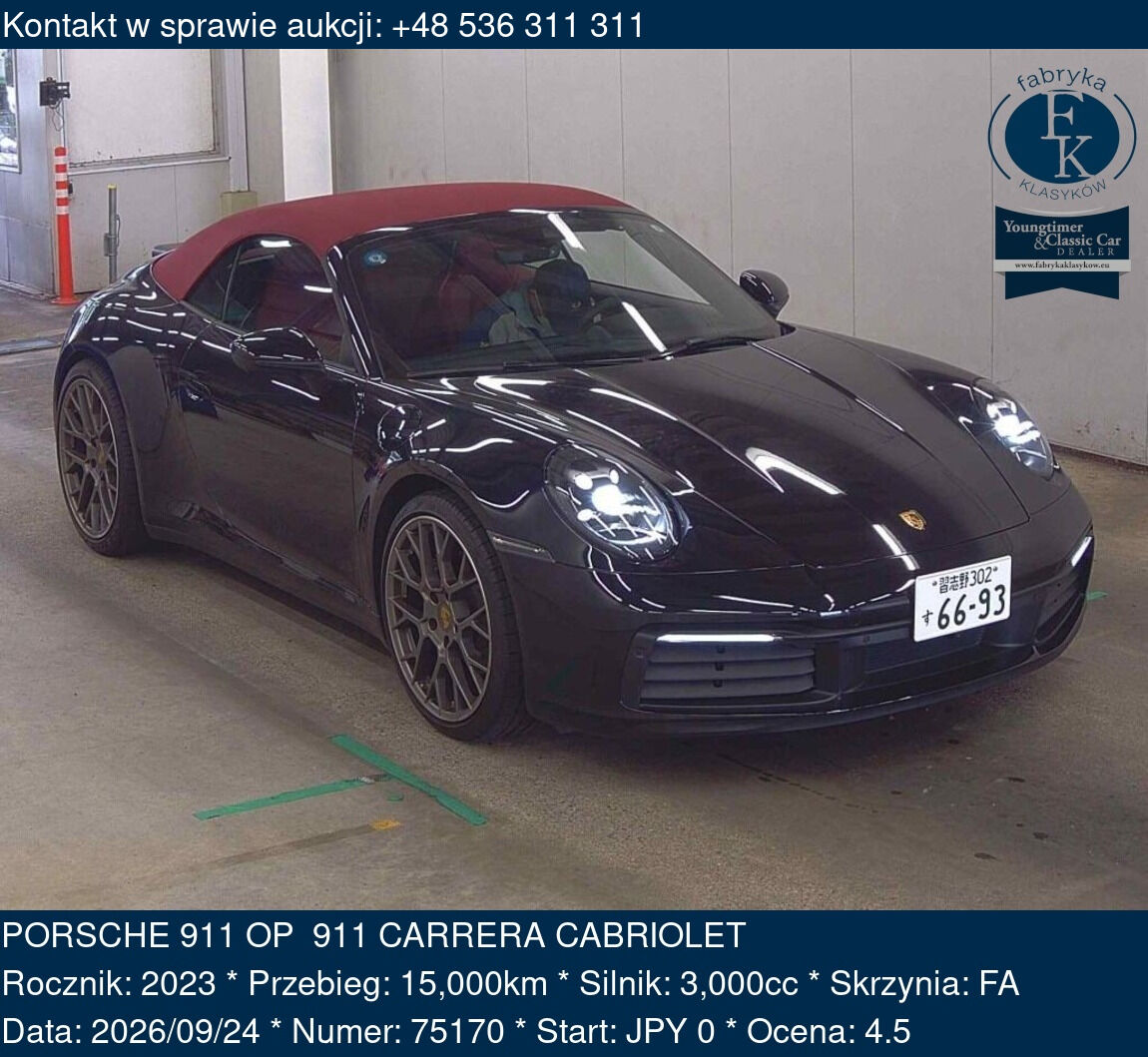 PORSCHE 911 OP 911 CARRERA CABRIOLET 2023 - zdjęcie 2
