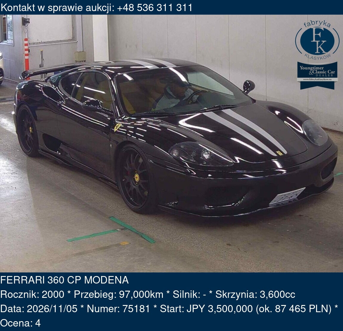 FERRARI 360 CP MODENA 2000 - zdjęcie 2