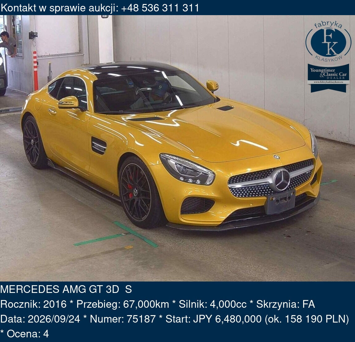 MERCEDES AMG GT 3D S 2016 - zdjęcie 2