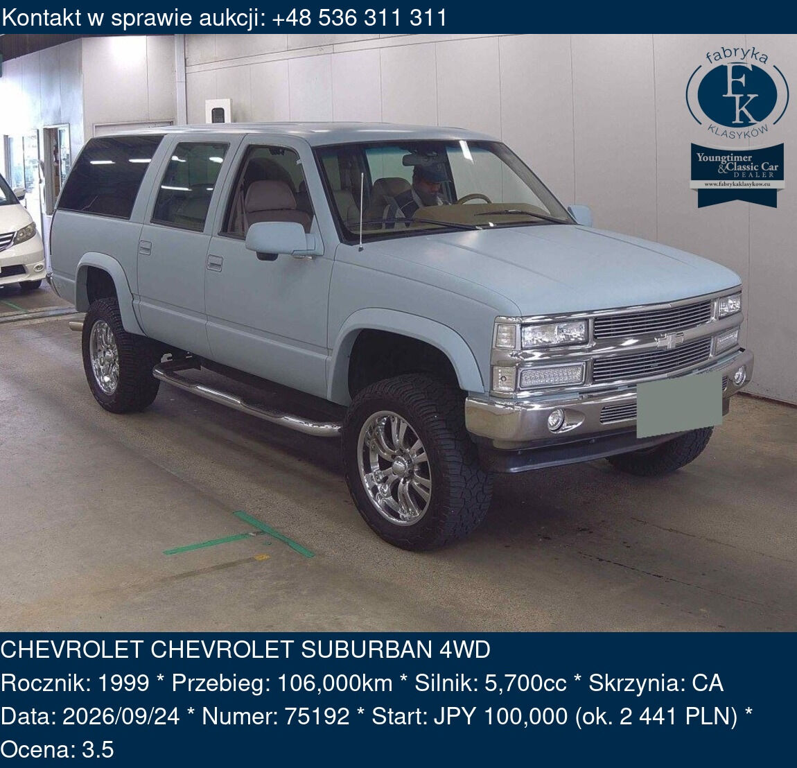 CHEVROLET CHEVROLET SUBURBAN 4WD 1999 - zdjęcie 2