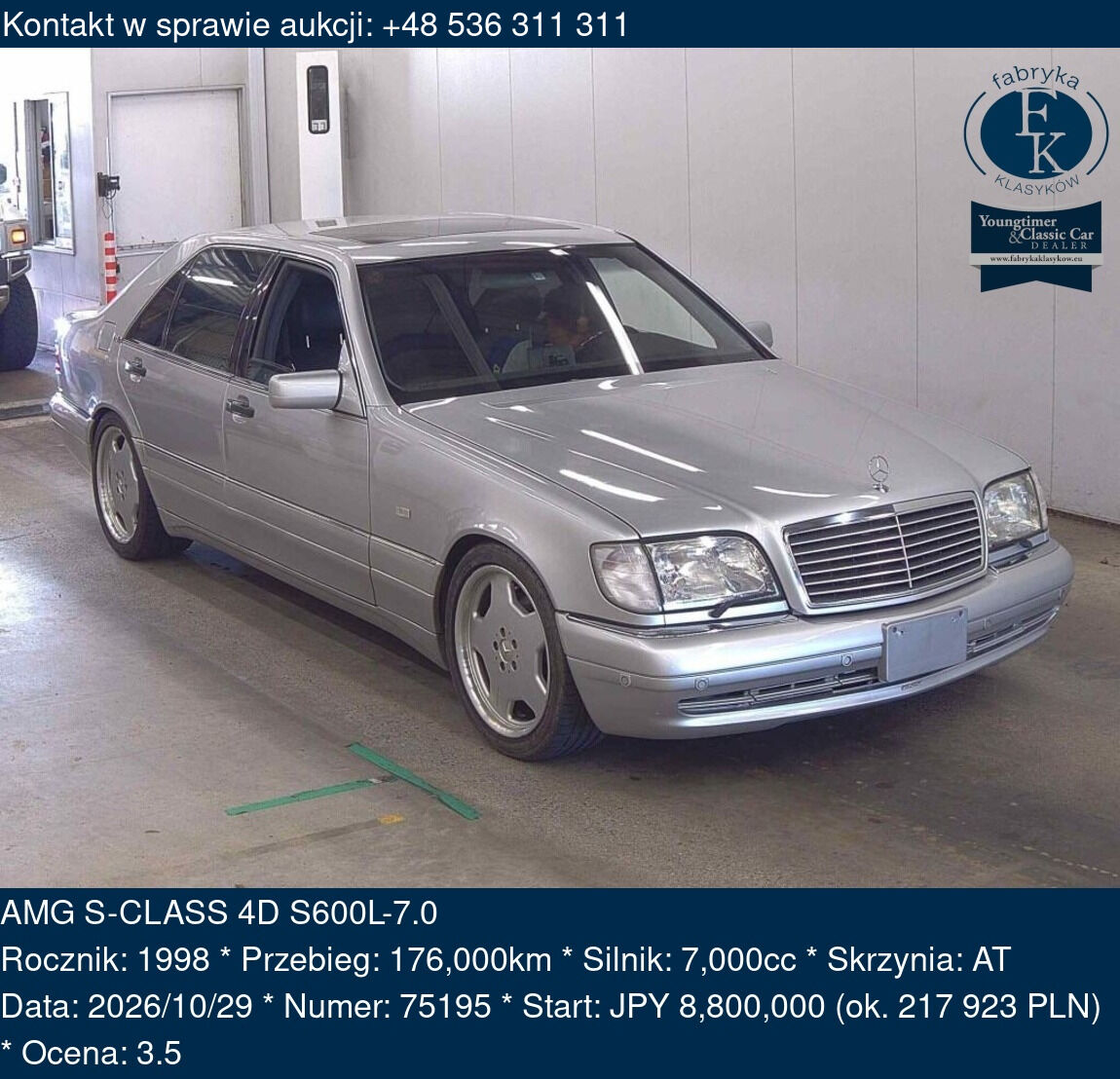 AMG S-CLASS 4D S600L-7.0 1998 - zdjęcie 2