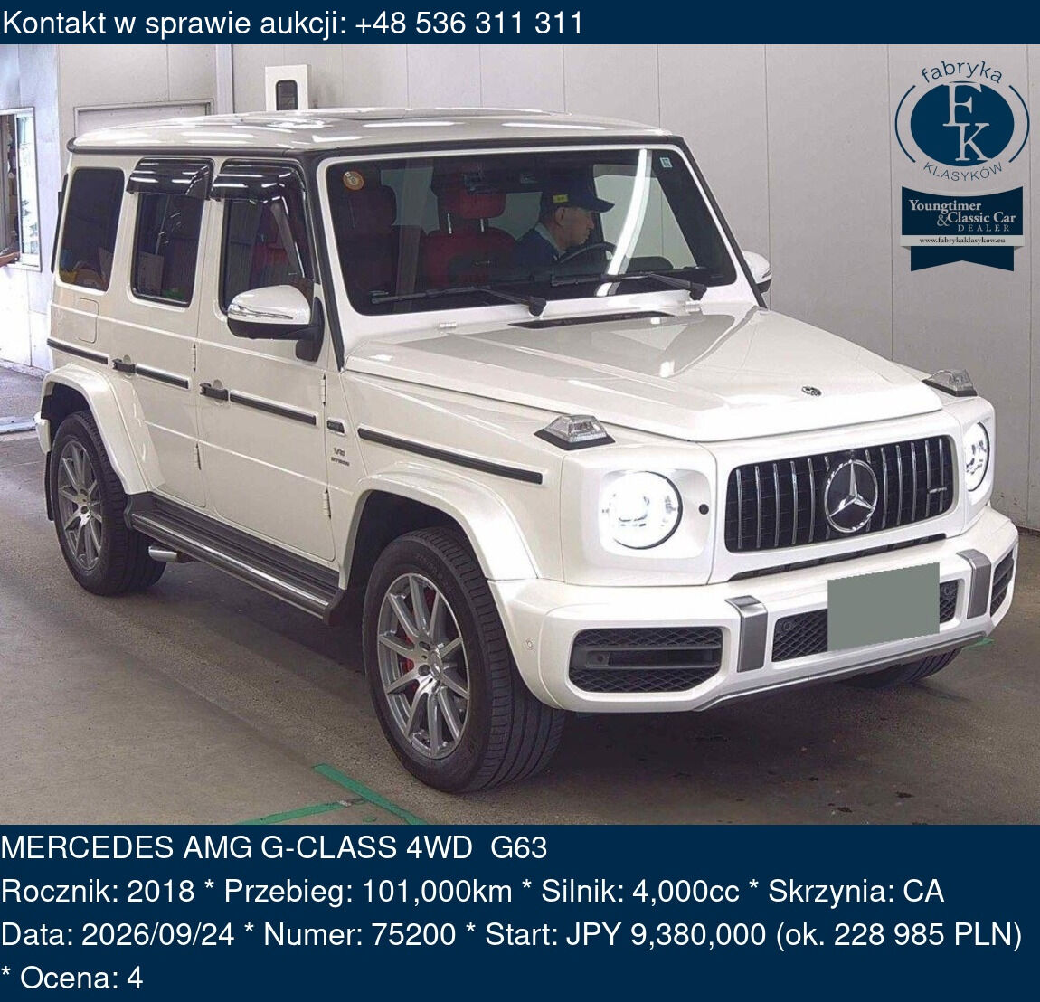 MERCEDES AMG G-CLASS 4WD G63 2018 - zdjęcie 2