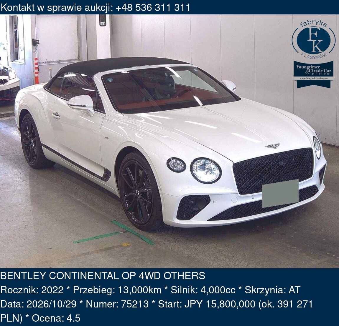 BENTLEY CONTINENTAL OP 4WD OTHERS 2022 - zdjęcie 2