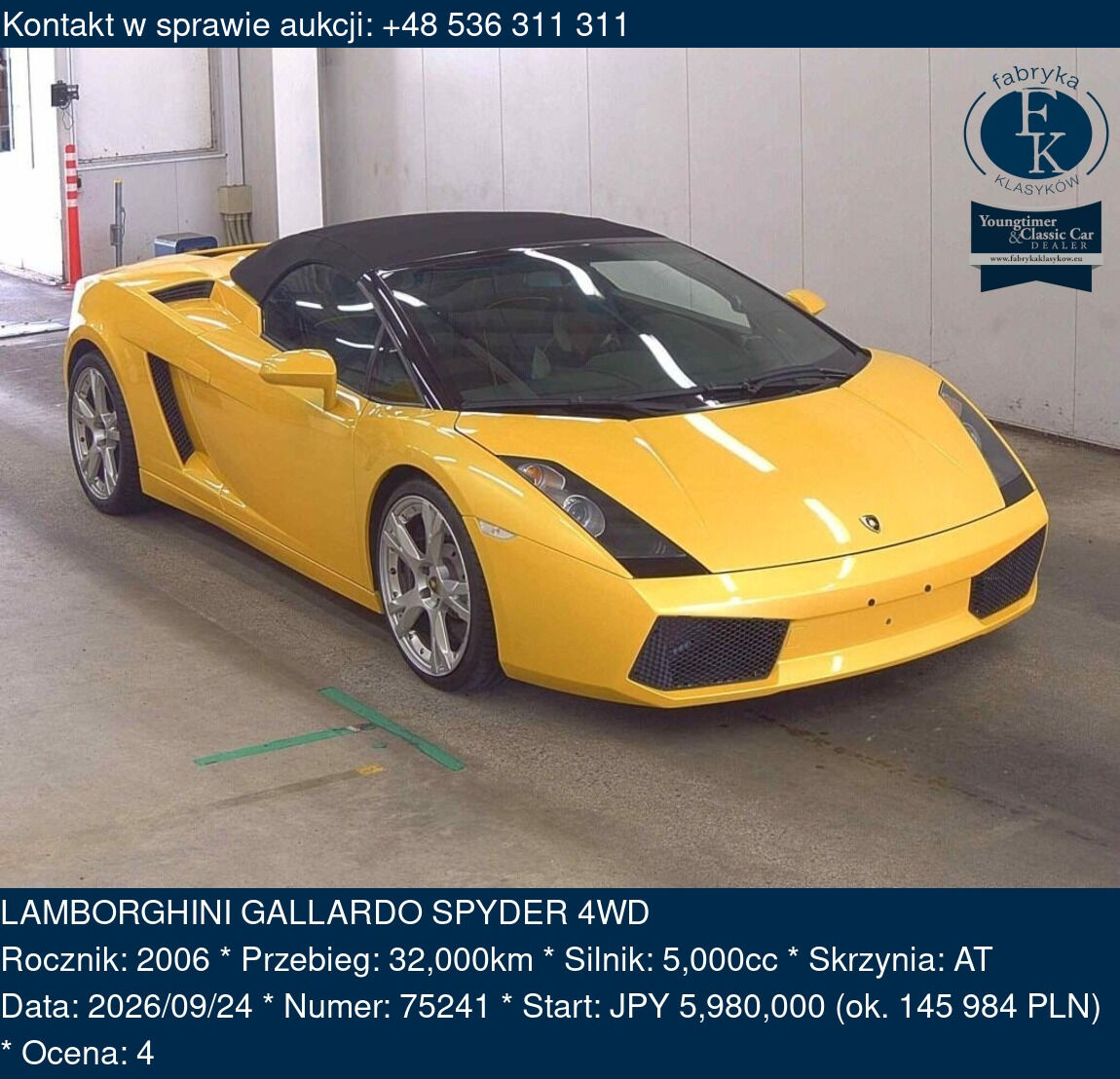 LAMBORGHINI GALLARDO SPYDER 4WD 2006 - zdjęcie 2