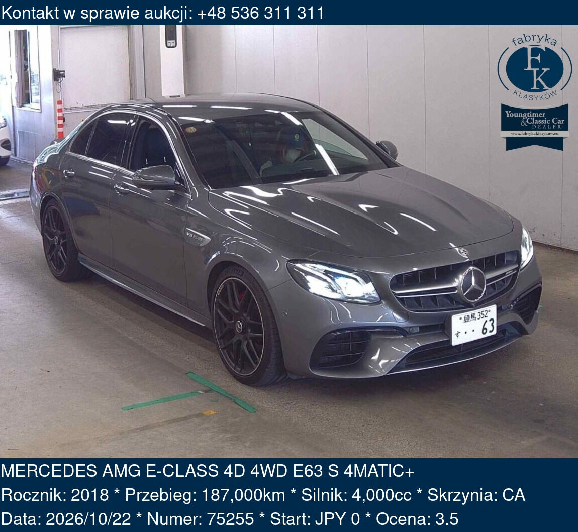 MERCEDES AMG E-CLASS 4D 4WD E63 S 4MATIC+ 2018 - zdjęcie 2