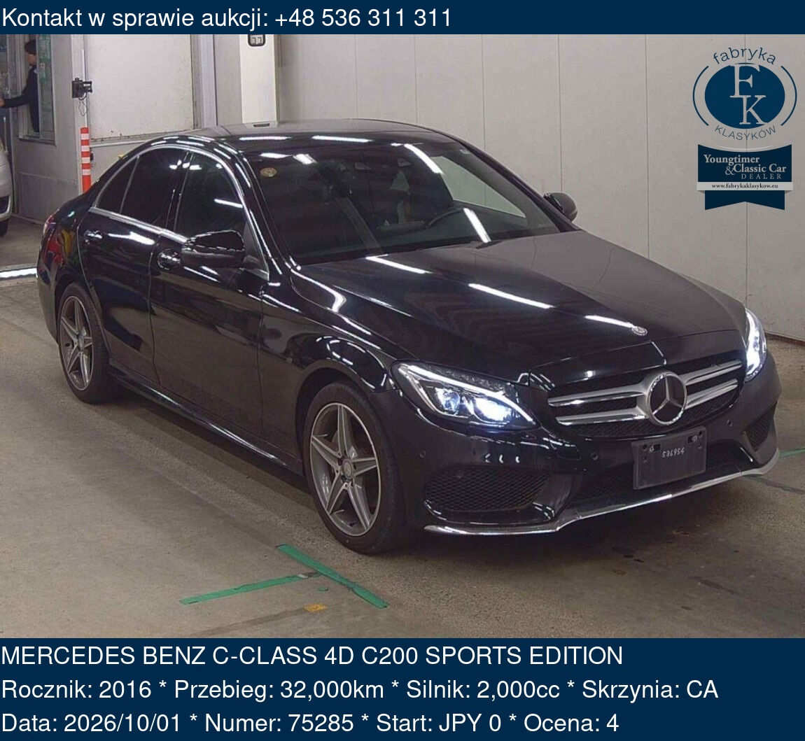 MERCEDES BENZ C-CLASS 4D C200 SPORTS EDITION 2016 - zdjęcie 2