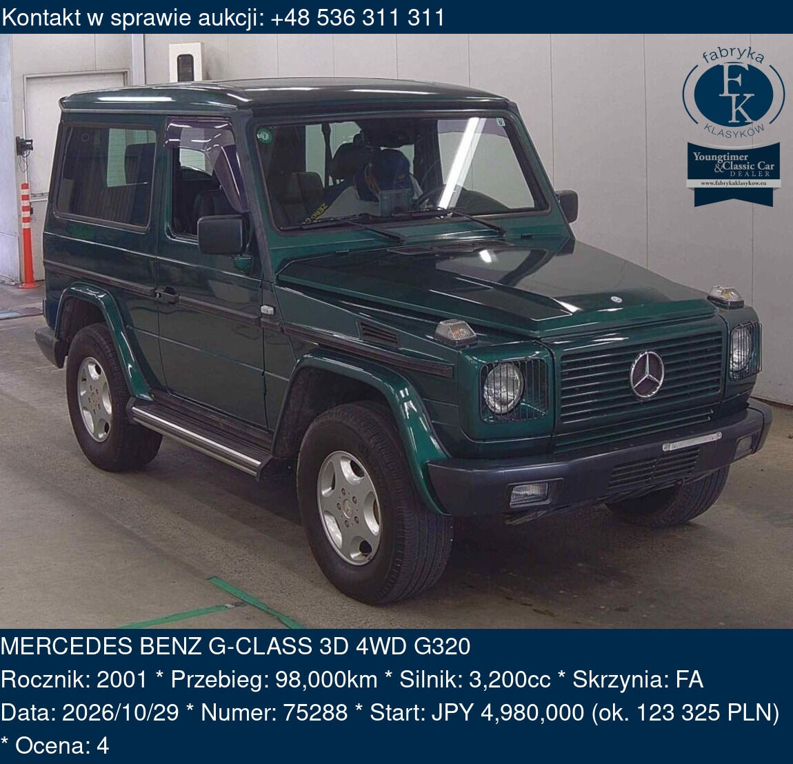MERCEDES BENZ G-CLASS 3D 4WD G320 2001 - zdjęcie 2