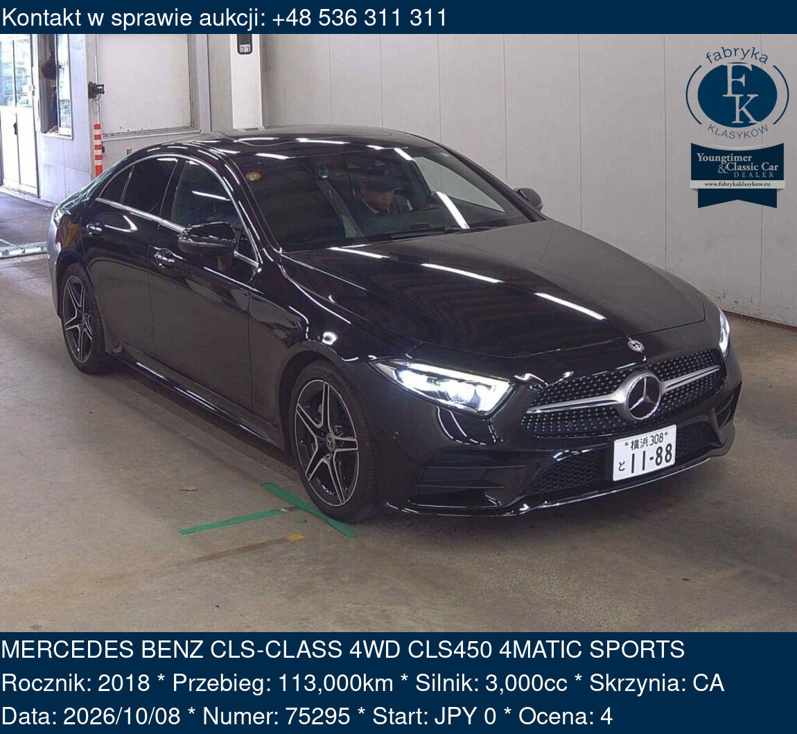 MERCEDES BENZ CLS-CLASS 4WD CLS450 4MATIC SPORTS 2018 - zdjęcie 2