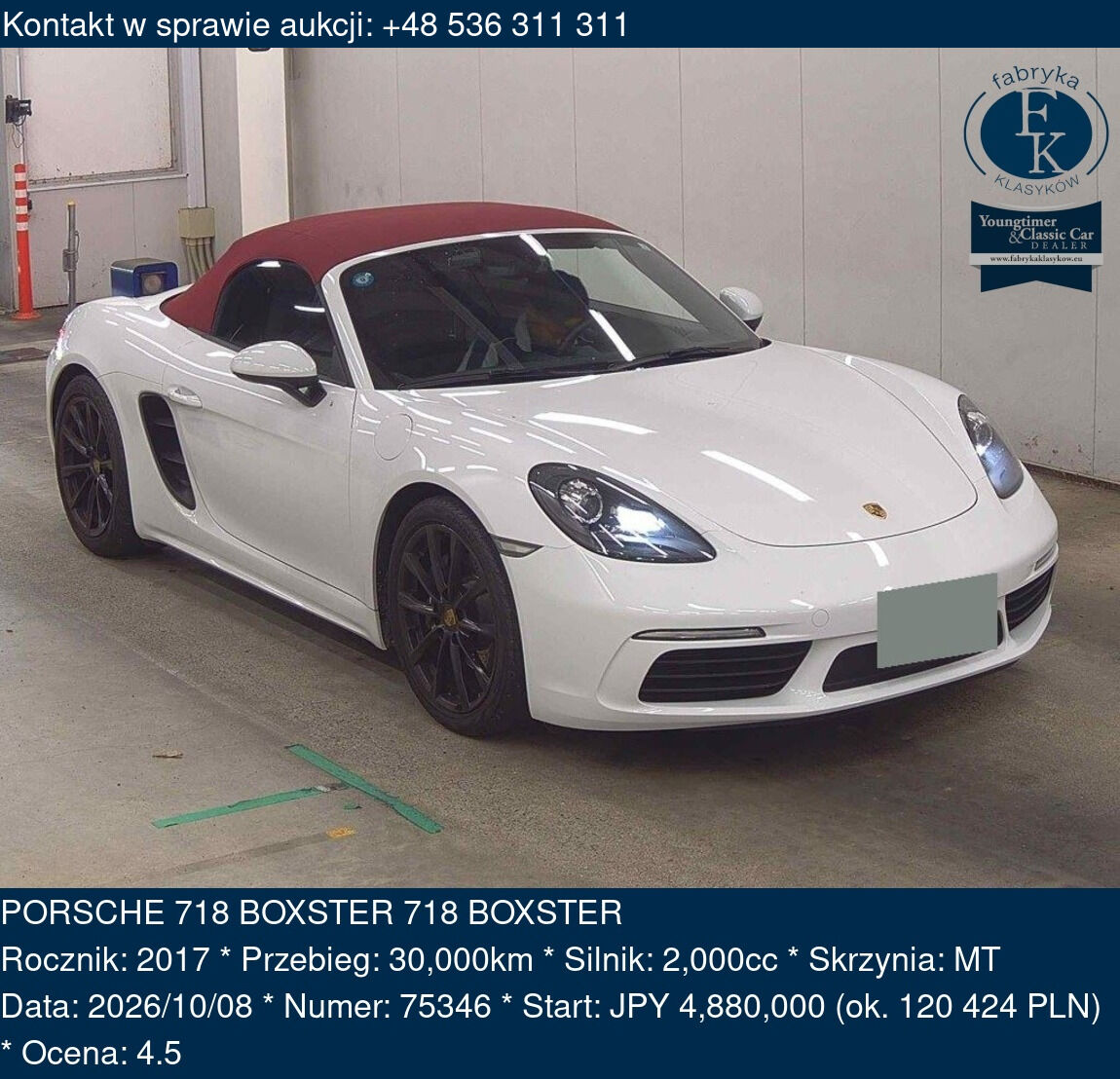 PORSCHE 718 BOXSTER 718 BOXSTER 2017 - zdjęcie 2