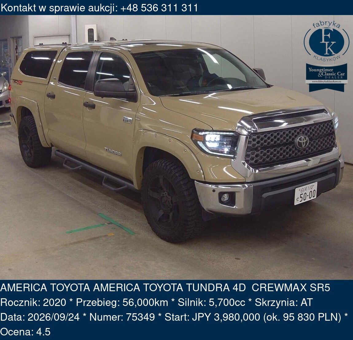 AMERICA TOYOTA AMERICA TOYOTA TUNDRA 4D CREWMAX SR5 2020 - zdjęcie 2