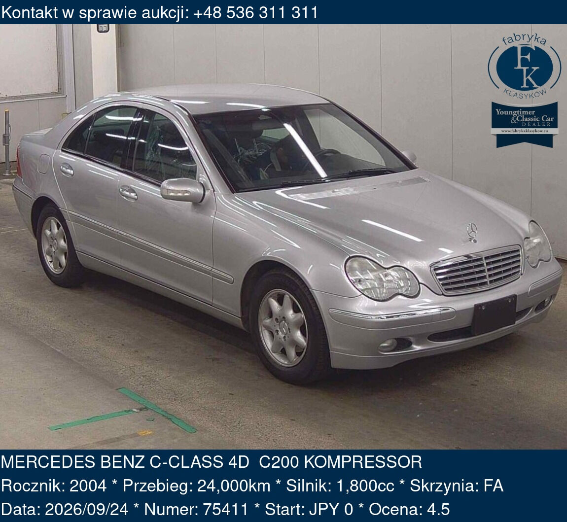 MERCEDES BENZ C-CLASS 4D C200 KOMPRESSOR 2004 - zdjęcie 2