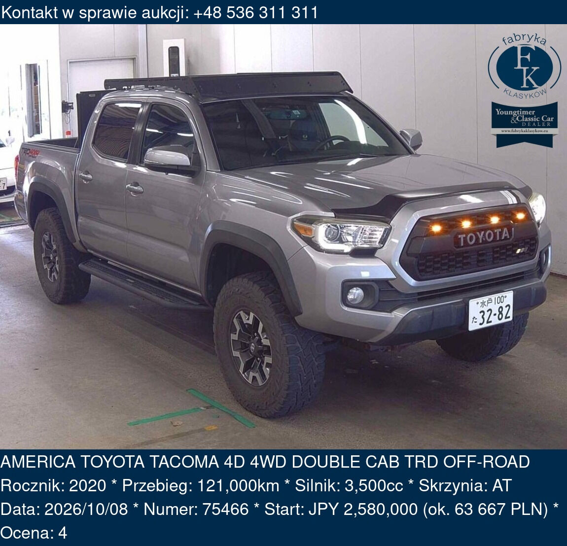 AMERICA TOYOTA TACOMA 4D 4WD DOUBLE CAB TRD OFF-ROAD 2020 - zdjęcie 2